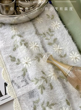 春野浮绿 法式浪漫蕾丝刺绣花边复古田园美式绿色遮光丝绒窗帘