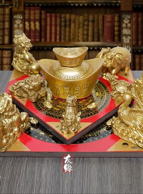 铜聚财阵葫芦龙龟麒麟貔貅金蟾聚宝盆葫芦四神兽客厅店铺招财摆件