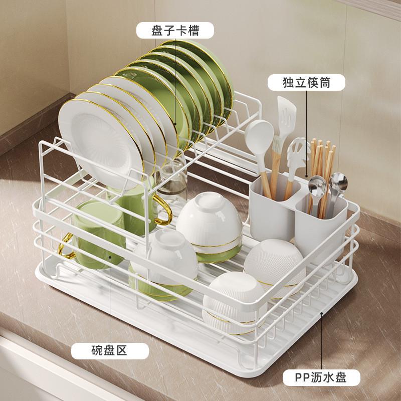 厨房置物架碗碟收纳架碗筷盒碗架沥水台面柜碗盘双层用品家用大全