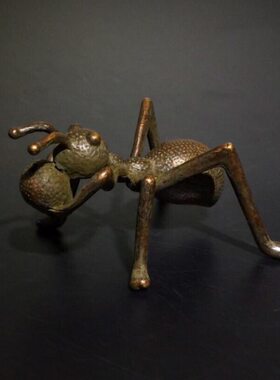 纯铜蚂蚁紫 仿古小摆件香插小物件 手工茶道铜茶宠实心