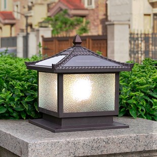 柱头灯太阳能门柱灯户外防水柱子灯大门两侧N别墅灯家用围墙庭院