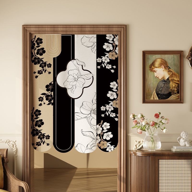 中古风异形门帘i卧室隐私隔断帘卫生间客厅走廊过道厨房复古遮挡