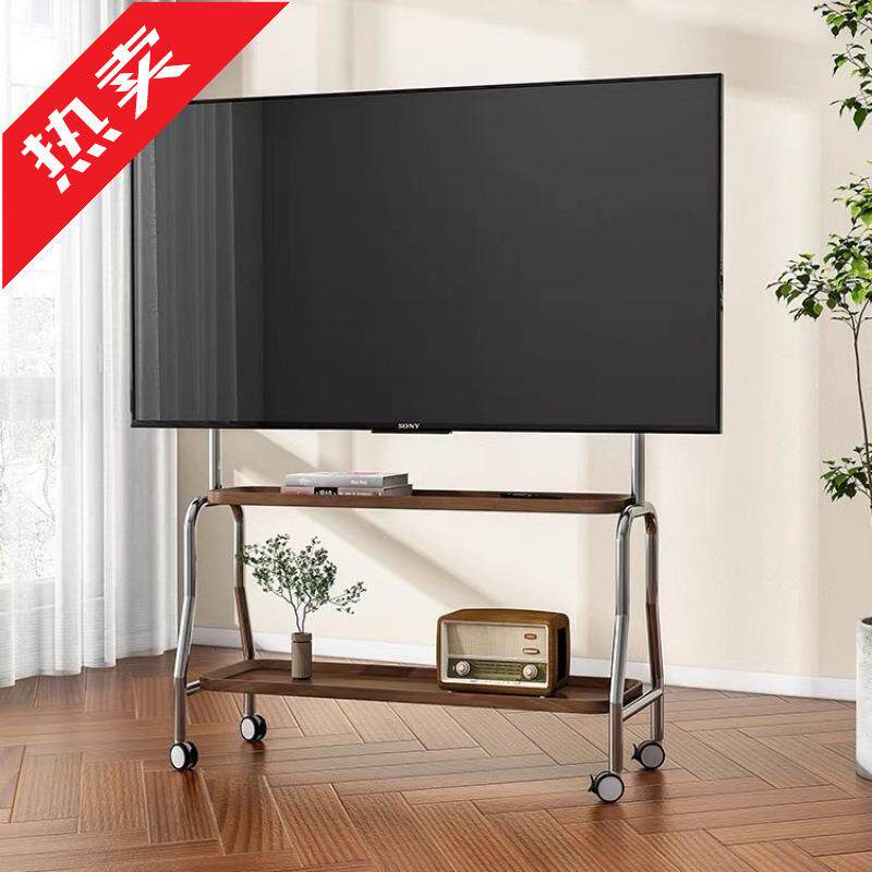 ir电视落地支架可移动不锈钢立式带轮小户客厅卧室43-75寸通用挂