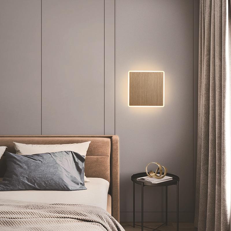 北欧方形铝材led卧室床头壁灯客厅背景墙过道灯阳台楼梯壁挂式
