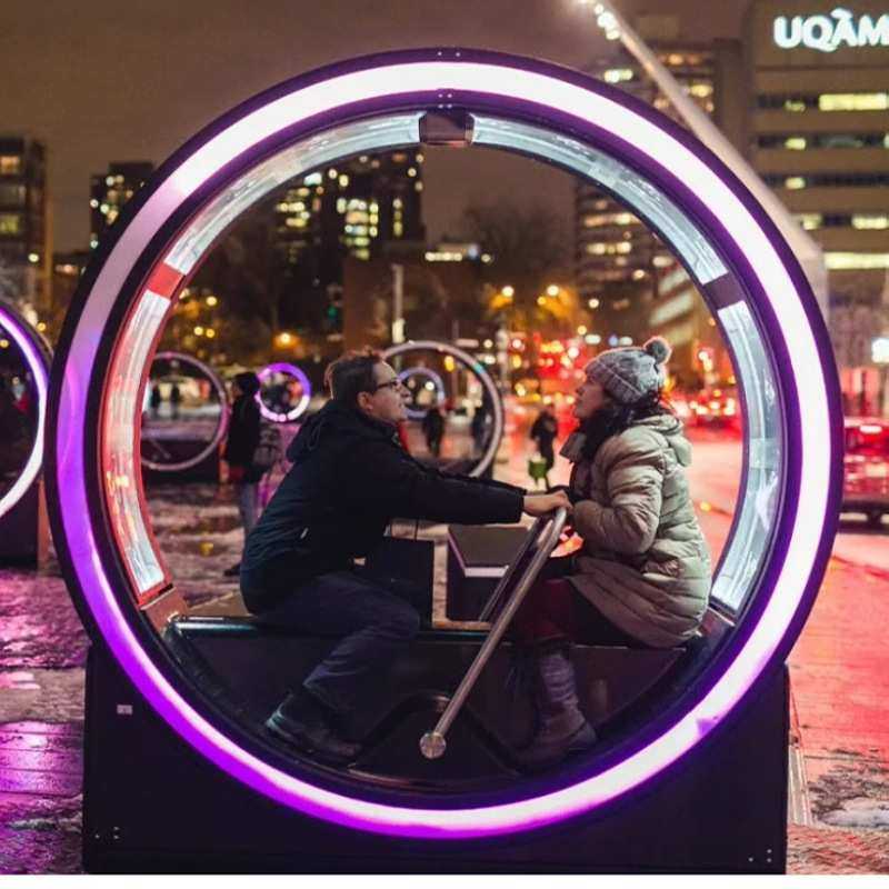 网红划船机发电骑行发电单车游乐设备无动力发光装置互动脚踏景区