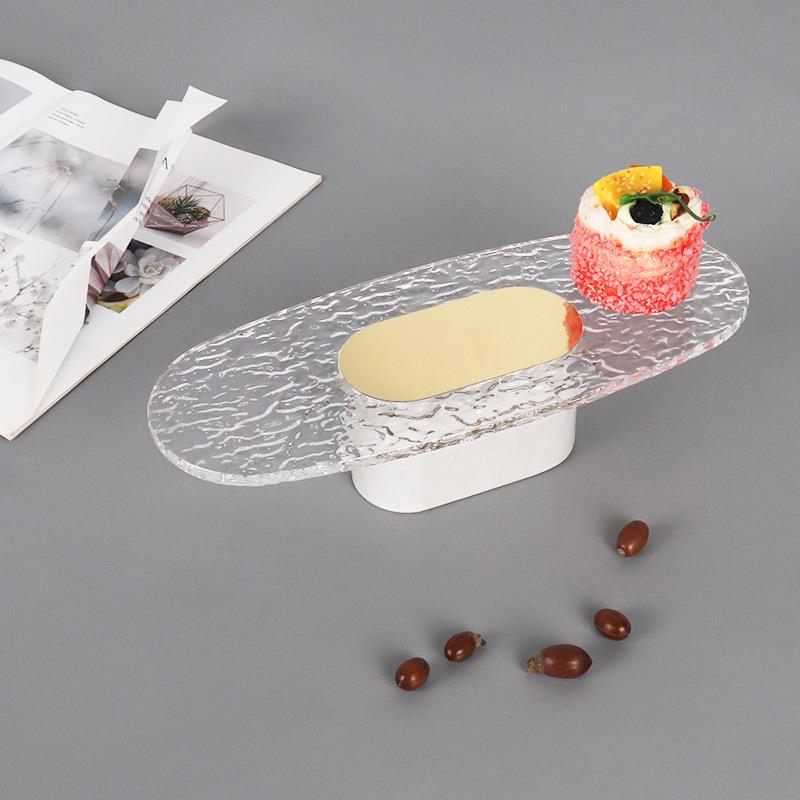 北欧极简轻奢高档大理石亚克力样板厨房卧室书房水果蛋糕托盘摆件