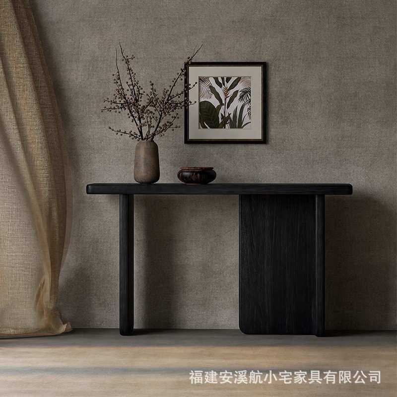 中古风实木入户玄关桌原木走廊窄边条几复古酒店民宿靠墙玄关案台