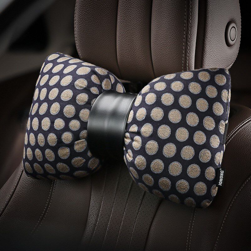 蓝波点汽车头枕高级车载座椅护颈枕创意车用M枕头车内装饰用品大