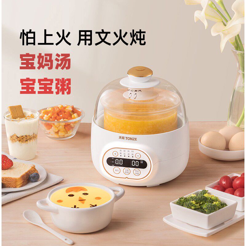 天际全自动玻璃隔水炖迷你电炖盅办公室透J明水炖锅单小个寝室锅1