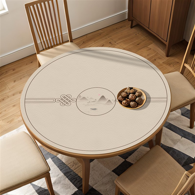 新中式桌布饭桌垫圆形小茶几垫轻奢高级感餐桌圆桌子桌Z垫防水防