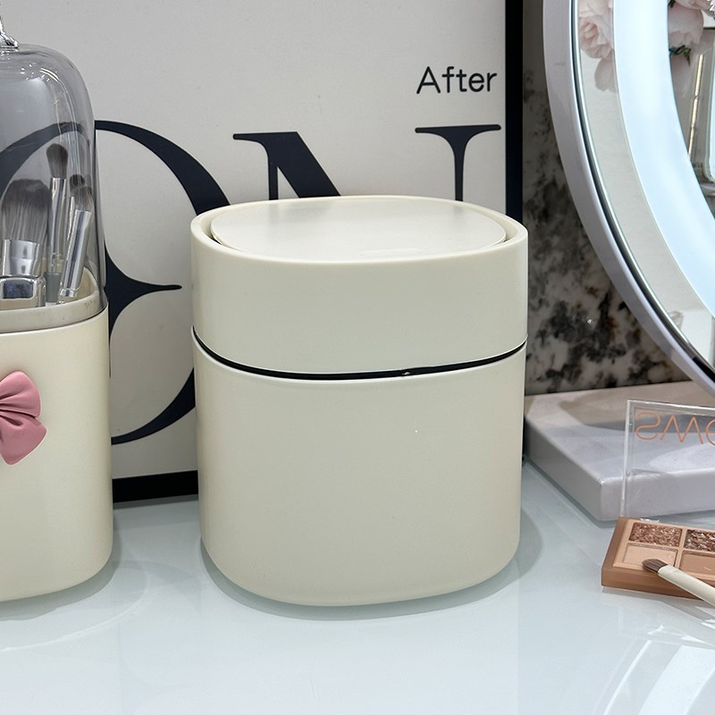 桌面垃圾桶2025新款家用客厅B办公书桌上带盖迷你可爱小纸篓