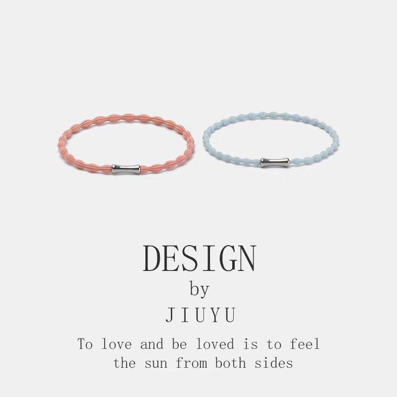 竹定情侣皮筋手链两用发圈送给男朋友F小皮套不勒手头绳竹节发绳