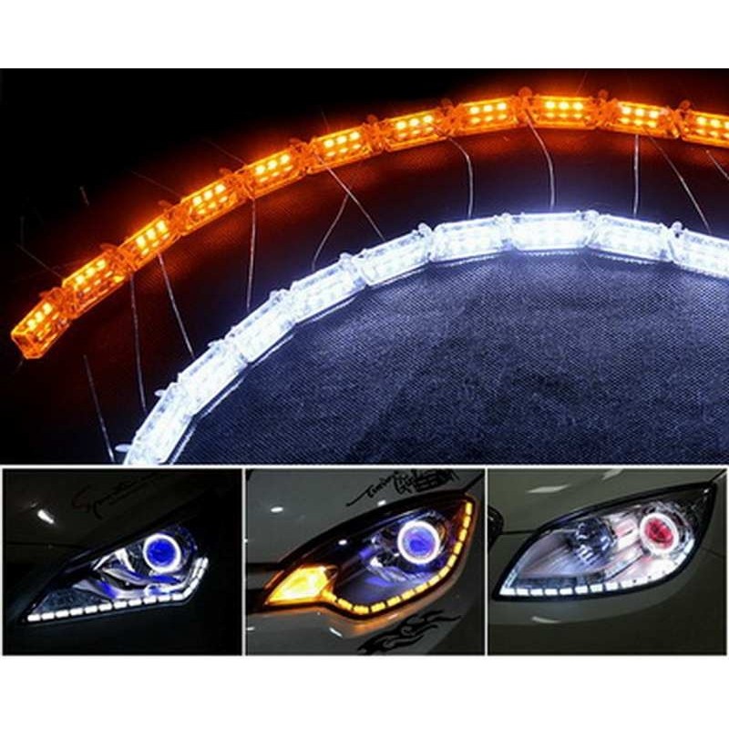 1套 伸缩水晶泪眼灯条 流光转向导光日行灯 LED灯带
