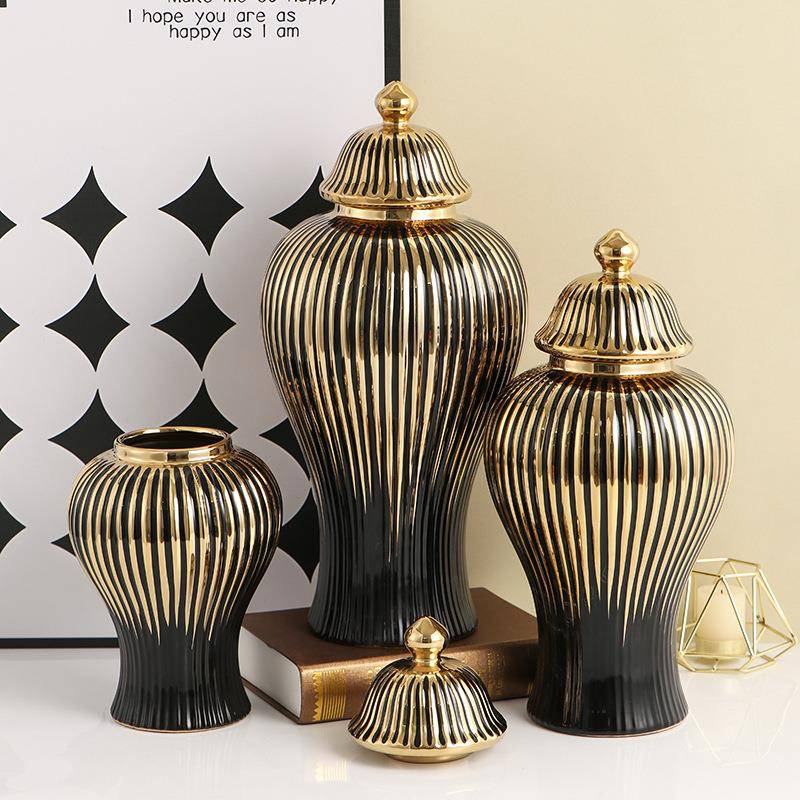 热销款陶瓷将军罐摆件花瓶客厅民宿欧式轻奢插花家居纯色软装饰品