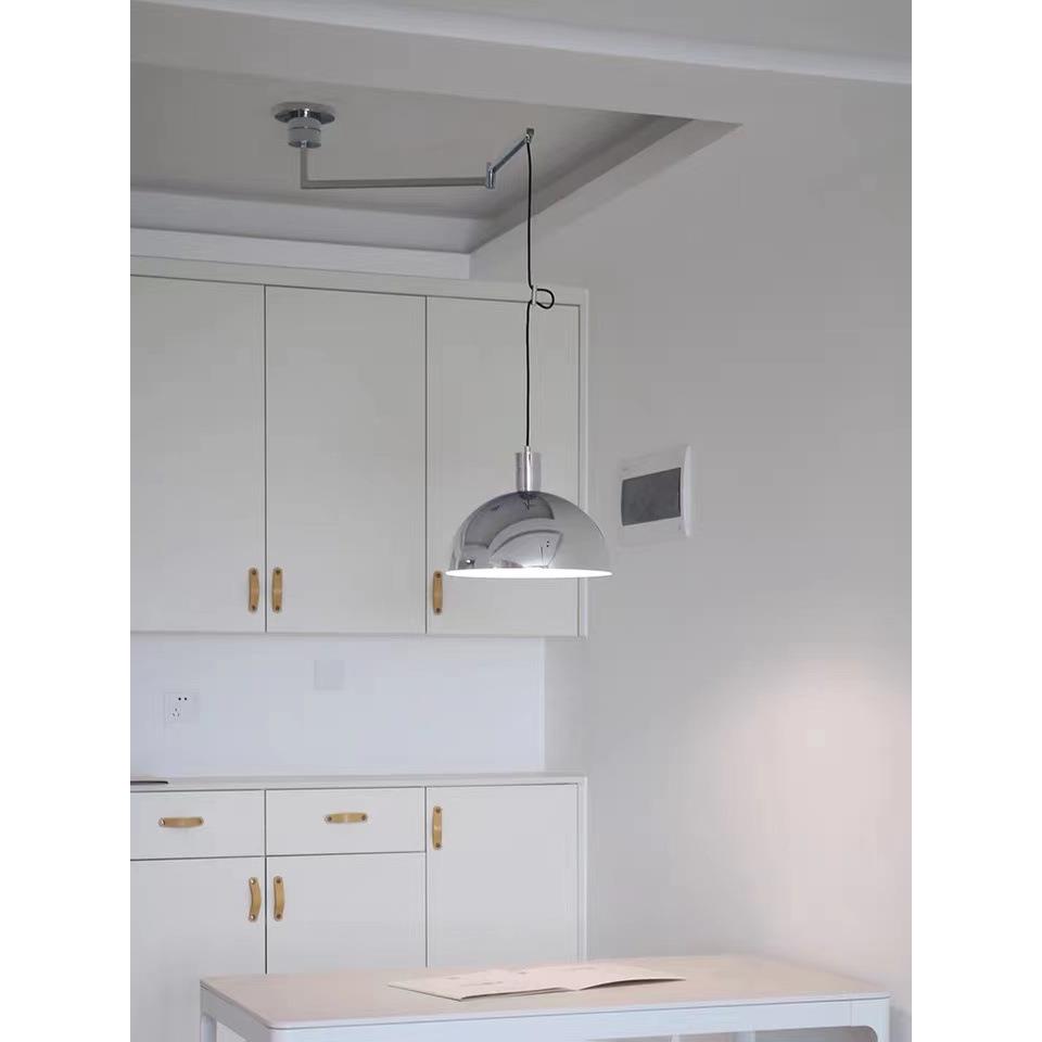 餐厅吊灯可移动长杆单头吊灯中古包豪斯厨房餐桌吊灯卧室书房灯具