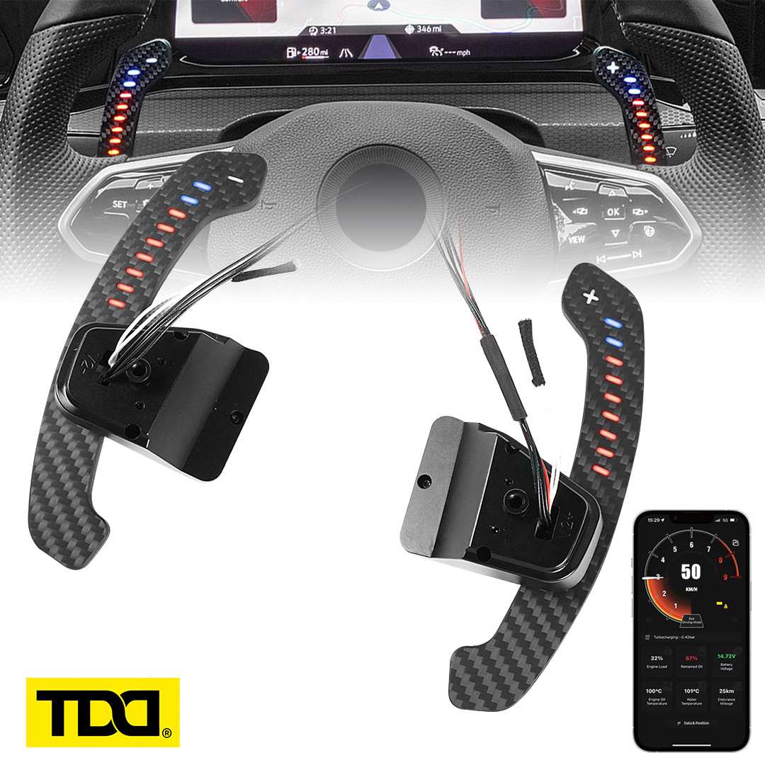 真碳纤维LED磁吸换挡拨片适用于大众MK8可连接手机APP