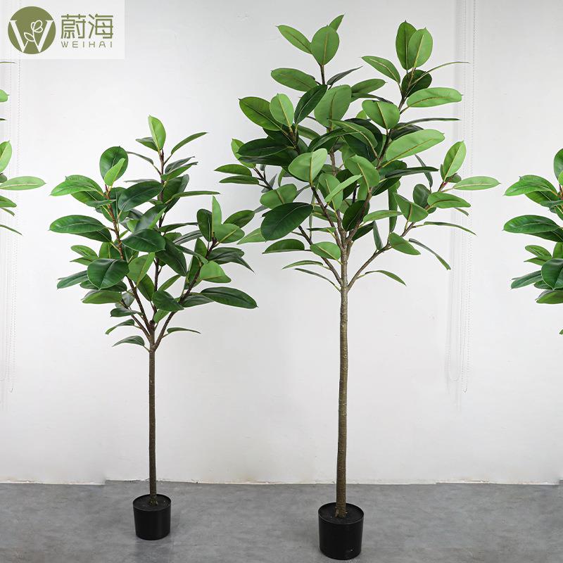 仿真直杆橡皮树植物室内高端轻奢落地高级感摆件场景布置摄影道具