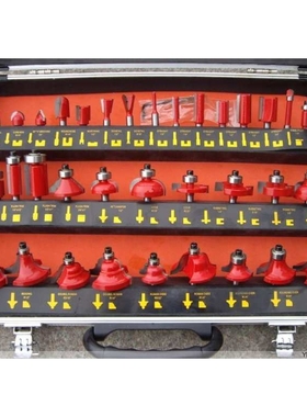 红黄色35件套装木工铣刀35PC 修边刀 木工雕刻机/修边机专用