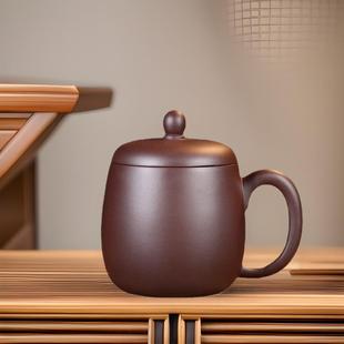 紫砂杯宜兴原矿高档刻绘荷花镌刻书法紫砂泡茶茶具厂家直销