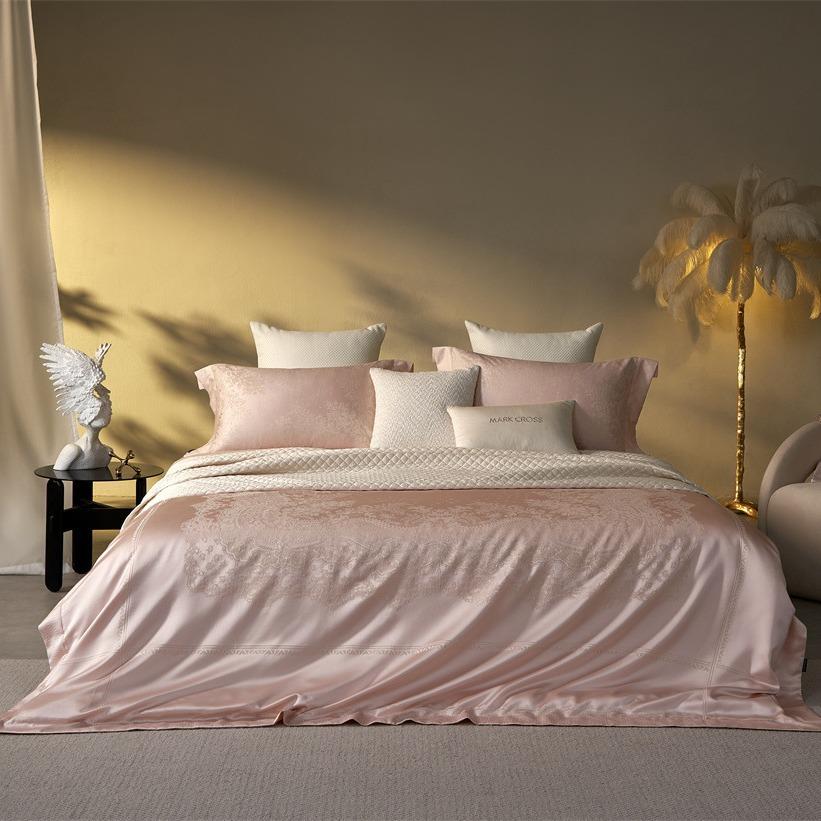 意式高奢色织提花恢弘艺术寝具床品超细旦天丝棉四件套床单床盖款