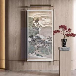 古风写意中式山水湖泊山川意境客厅书房走廊玄关铁艺挂画装饰画