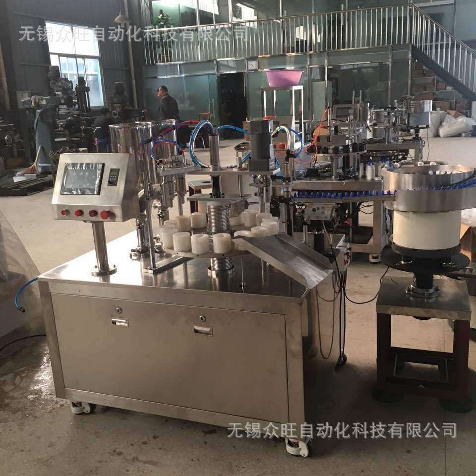 水彩颜料全自动灌装生产线自动上瓶机旋盖灌装自动贴标白胶罐装机