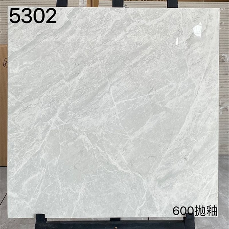 简约现代灰色通体大理石全抛釉瓷砖600I600客厅卧室工程地砖防