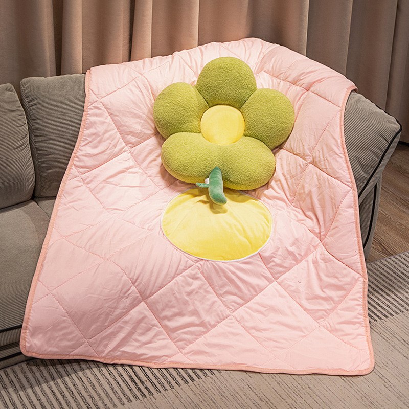 花朵抱枕被子两用车m载空调折叠毯子二合一办公室午睡枕头靠背垫
