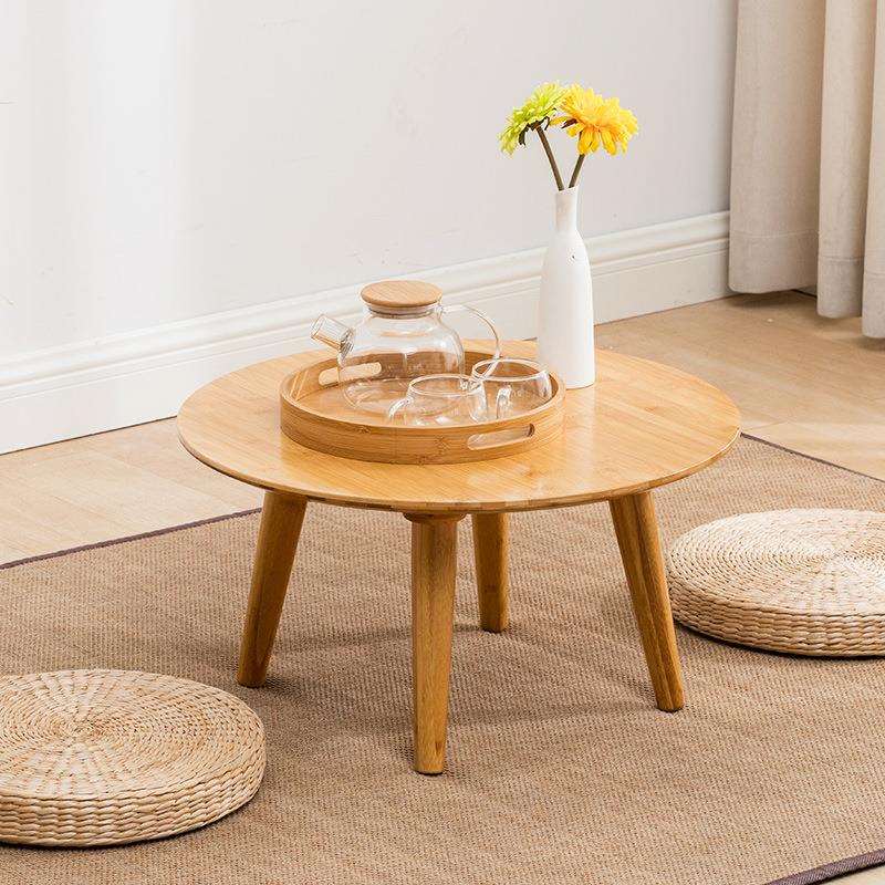 楠竹日式榻榻米圆桌客厅炕几家用小矮桌卧室飘窗桌阳台简易茶桌子