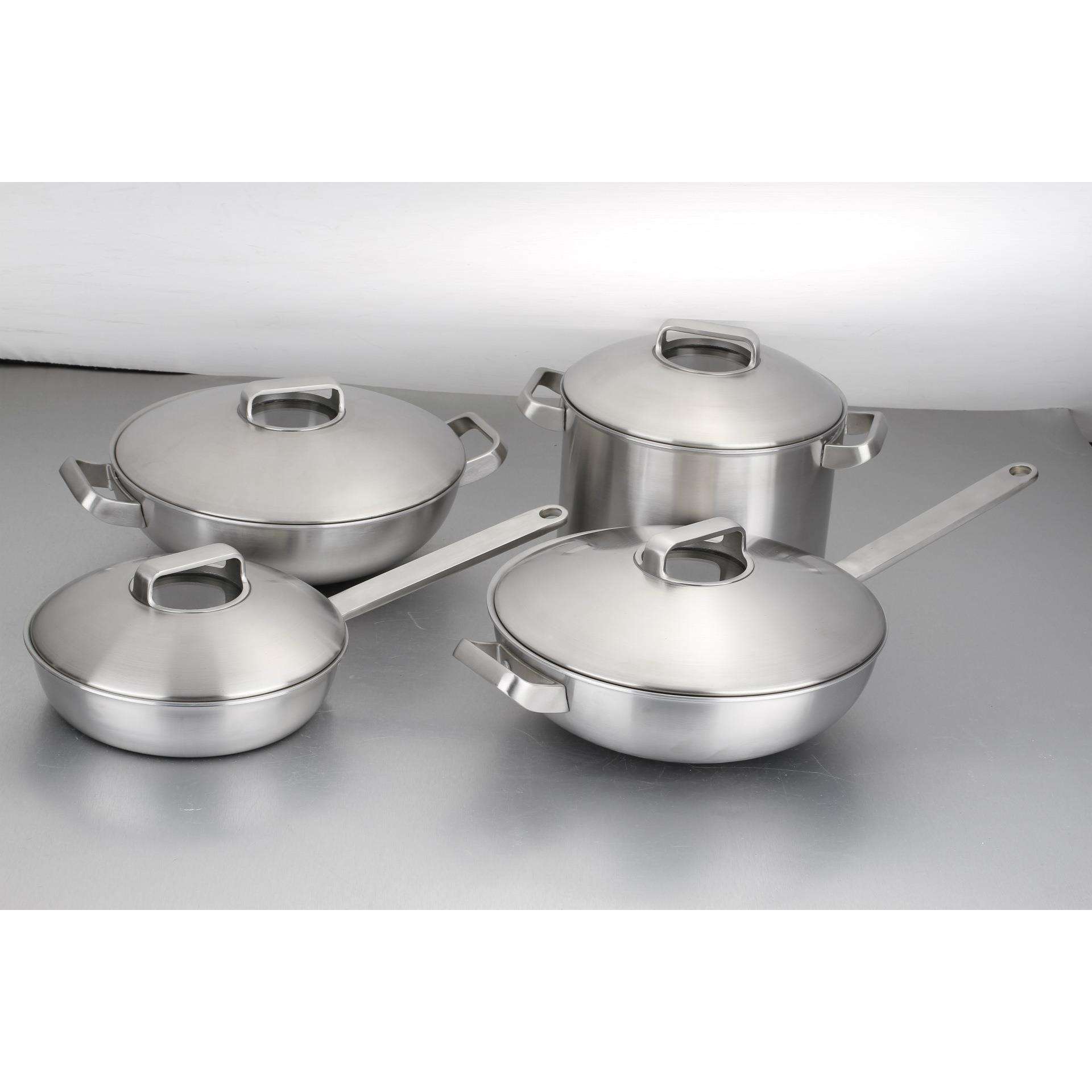 浦客新款推出五层钢炒锅养身锅四件套无涂层不沾锅