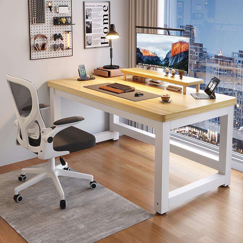加厚办公桌卧室家用电脑桌台式电竞学生学习写字书桌子小家具浅木