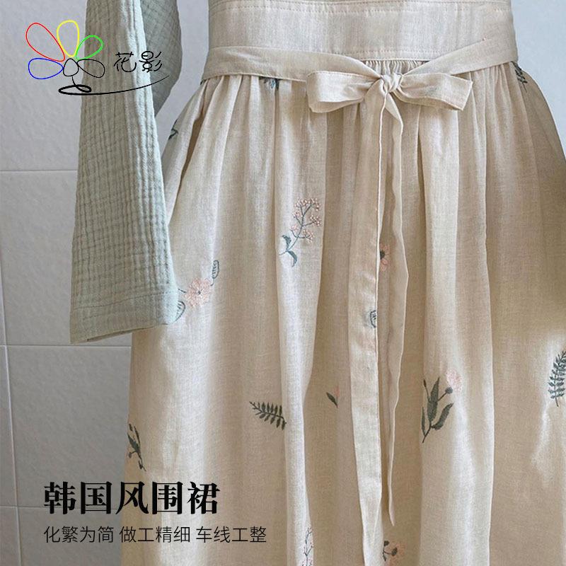 法式田园风花艺师工作服简约百搭可爱小清新家居棉麻复古文艺围裙