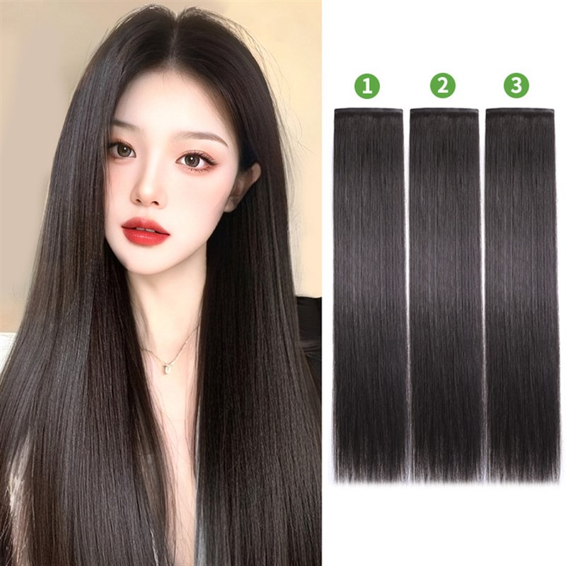 假发片无痕长发真发隐形接发真发发片三片M式直发片蓬松增发量假