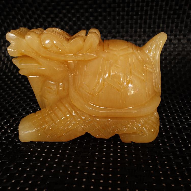 米黄玉龙龟摆件米黄玉工艺品家居