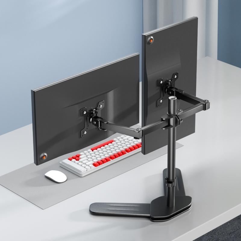 14-27寸显示器支架桌面电脑底座免打孔机械臂旋转屏幕双屏