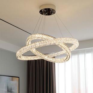 2023年新款客厅圆环楼梯大吊灯后现代轻奢圈圈主卧创意餐厅水晶灯