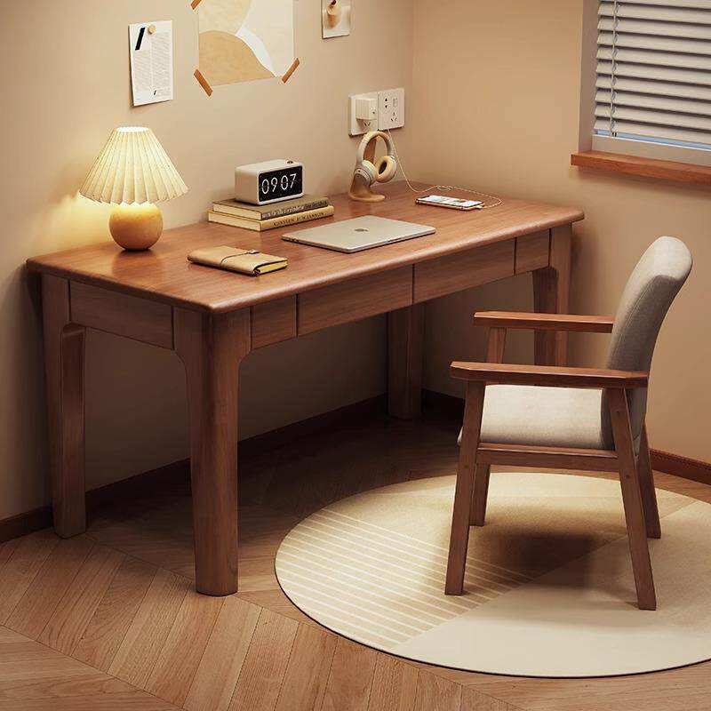 实木书桌家用学生学习桌带抽屉电脑桌小户型简约办公桌卧室工作台