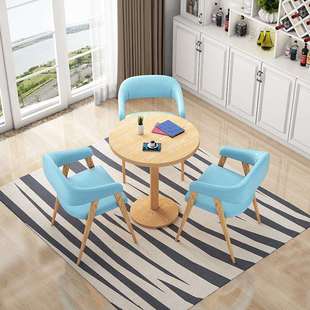 奶茶店西餐厅火锅店甜品店桌椅组合简约阳台会议室小圆桌现代简约