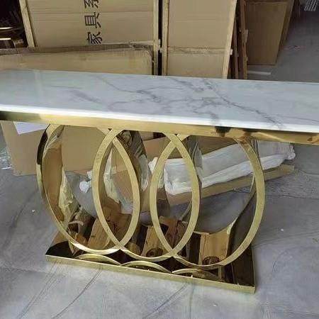 轻奢玄关台意式现代条案台走廊入户简约玄关柜不锈钢大理石玄关桌