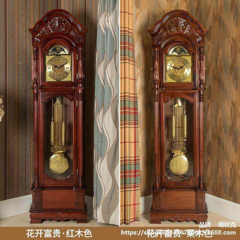 老式落地钟实木立式摆钟复古简约机械钟表现代新中式客厅报时座钟