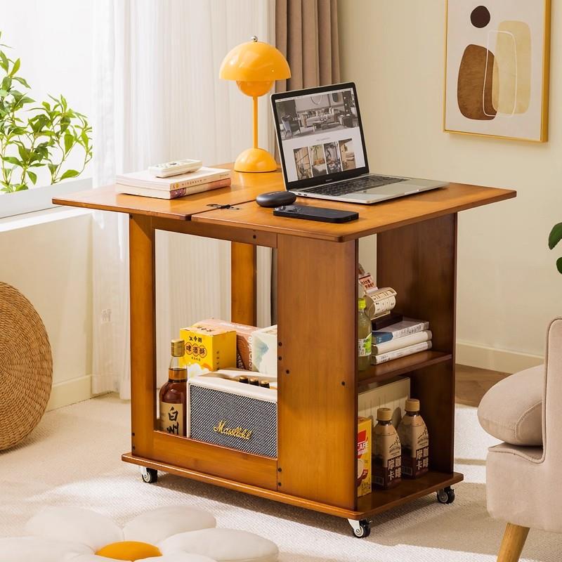楠竹茶几折叠多功能小桌子小户型客厅边柜家用可移动推车沙发边几