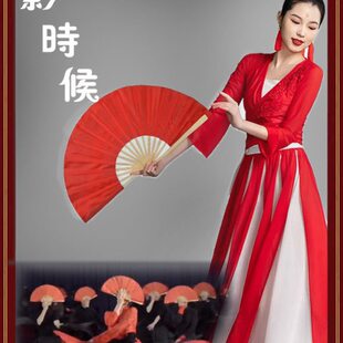 影时候舞蹈扇小影同款黑红双色古风中国风绸扇古典舞折扇跳舞扇子