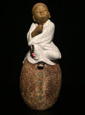 小湾公仔禅意陶瓷摆件和尚手工客厅石艺玄关中式送礼电视柜装饰品