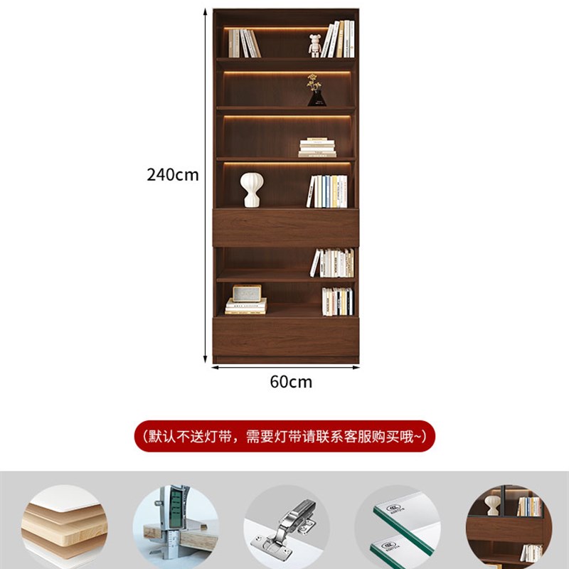 实木书柜一体整墙去客厅化满墙家用书柜J组合带玻璃门展示柜子定