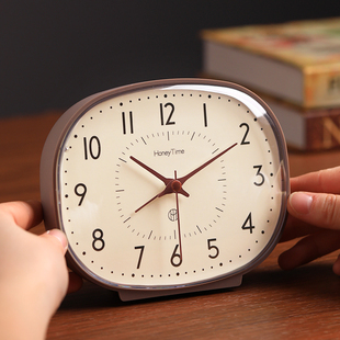 座钟复古摆放式 台 桌面时钟静音学z生钟表床头小闹钟老人专用老式