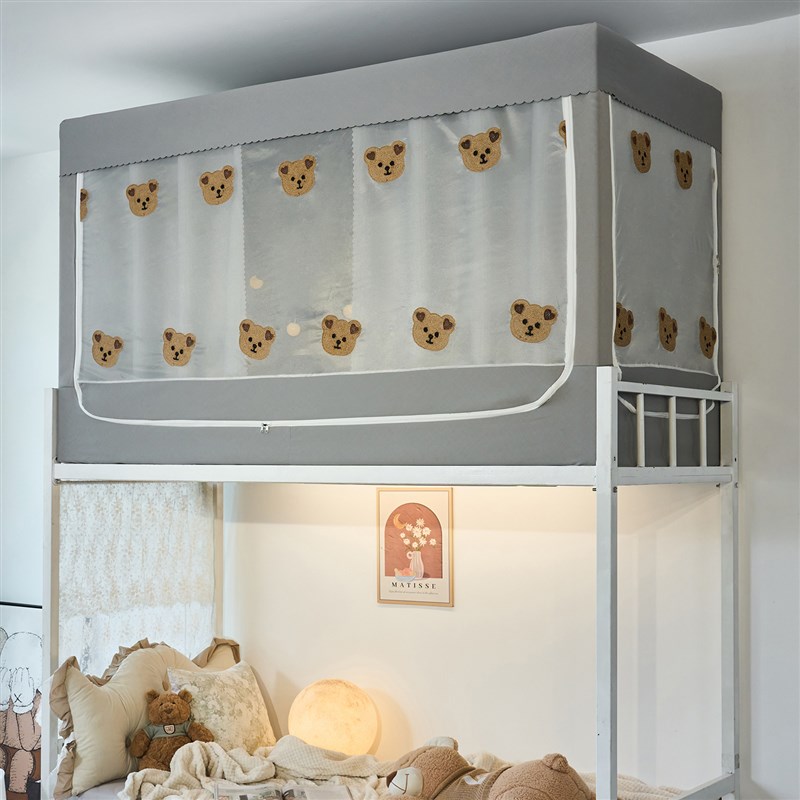 A类纯布料学生床帘蚊帐一体式强遮光宿舍上铺寝室无涂V层2025新款