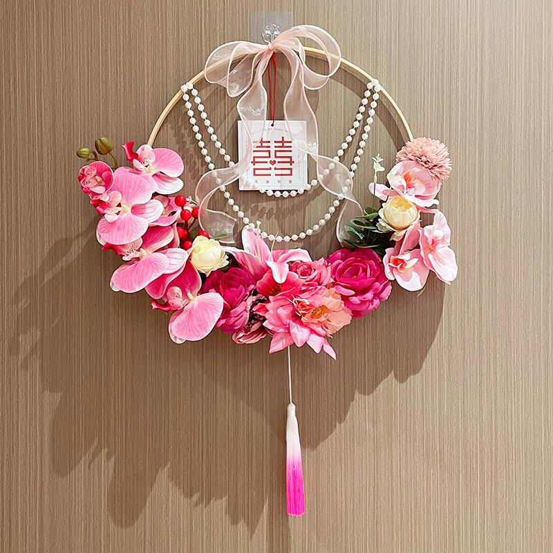 结婚喜字挂件婚礼花环网红婚房拉花布置新房卧室门背景墙场景装饰