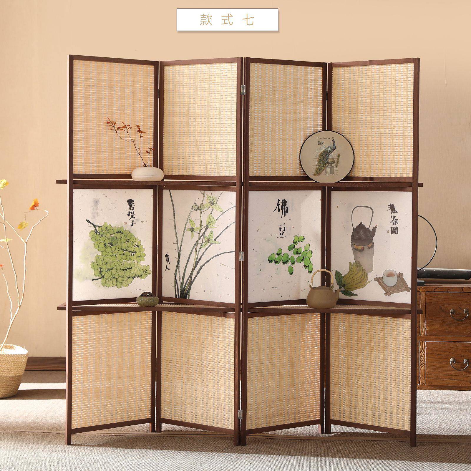 【折扣价】松木边框楠竹丝可置物简约家居酒店办公室可移动折叠隔