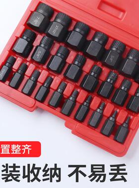 25pc英制断头螺丝取出器多花键滑牙滑丝断丝破损螺钉拆除工具组套