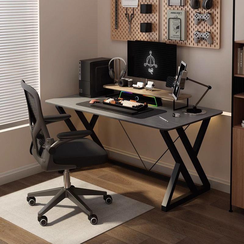 岩板书桌台式电脑桌家用小户型学生学习桌出租房意式轻奢办公桌子